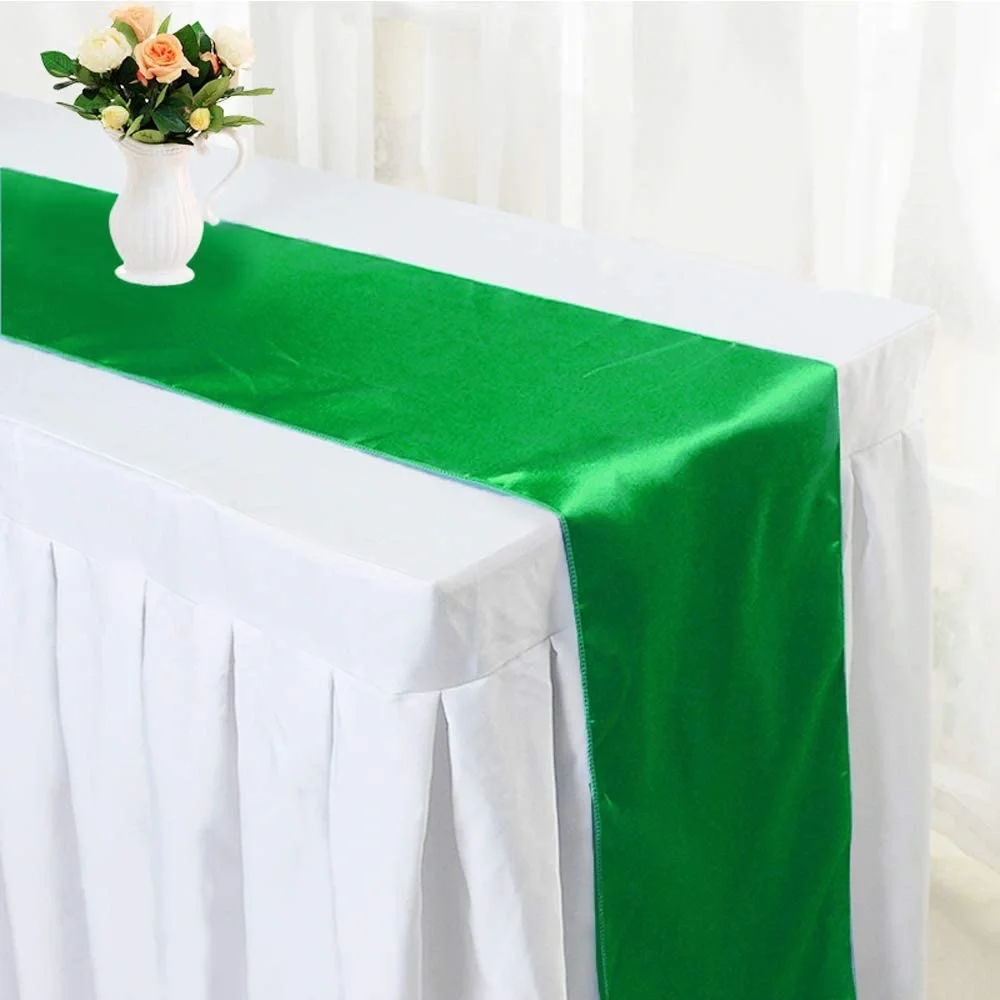 Lot of 5 Green Satin Table Runners – 12” x 108”